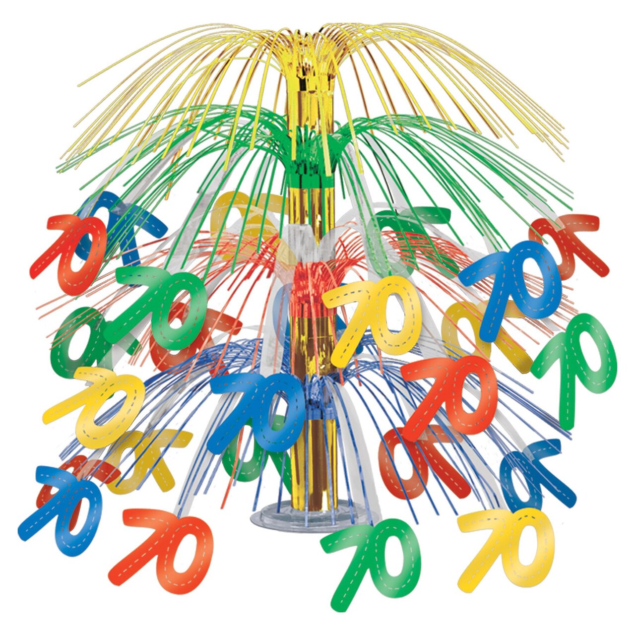 6 Pack Bulk 70th Birthday Party Cascade Centerpiece - multi-color